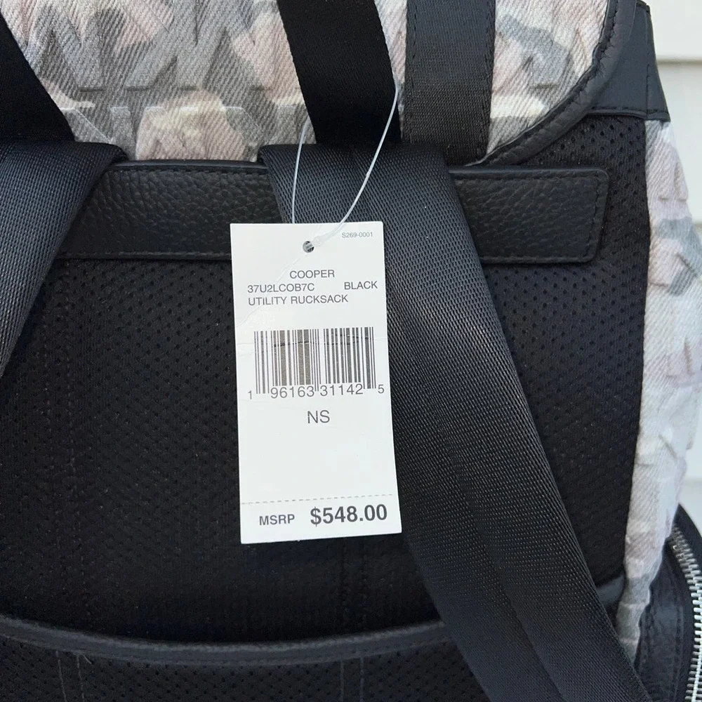 Michael Kors Backpack Cooper Logo Denim Backpack Utility Rucksack Black - Picture 5 of 12